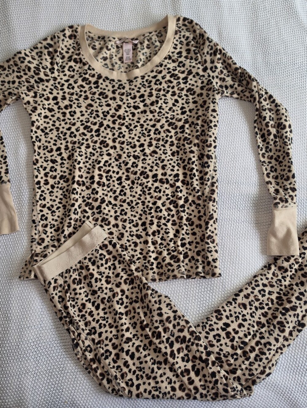 Victoria's Secret Leopard Print Cotton Knit Long Sleeve Pajama Set S